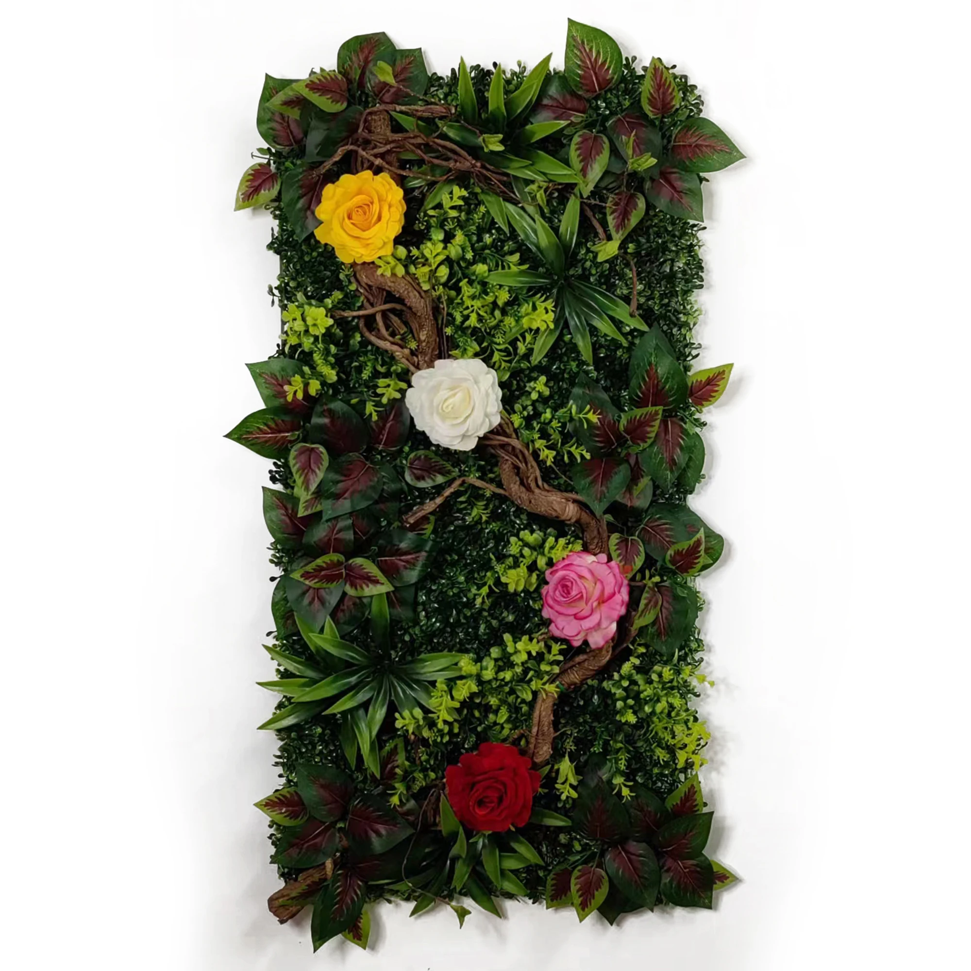 

Artificial Plant Lawn Artificial Flower Panel Decoration Home Wall Grid Plastic Lawn Artificial Rose Rattan Panel 50*100CM