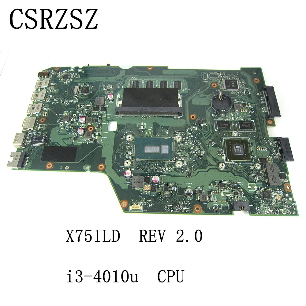 X751LD Notebook Motherboard  For ASUS X751L X751LD K751L Mainboard with i3-4010u CPU Test work