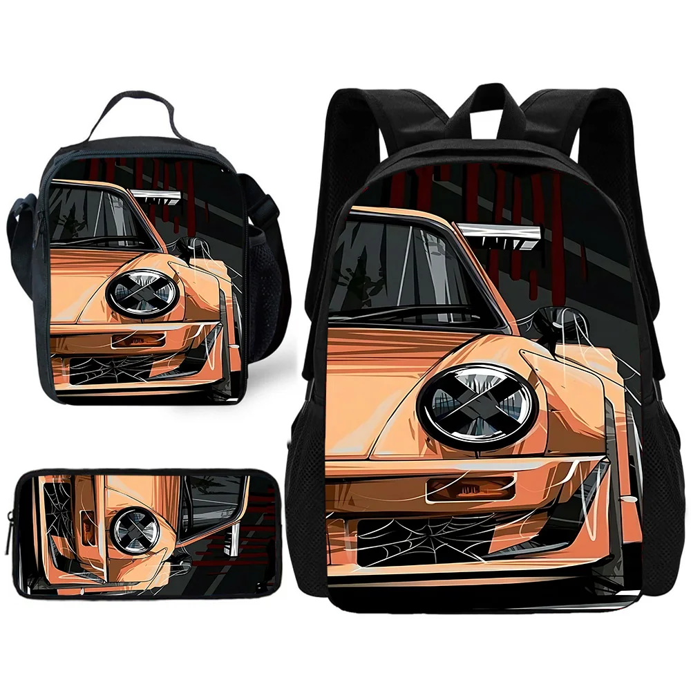 JDM Car Child School Backpack with Lunch Bags ,Pencil Bags ,School Bags for Boys Girls Best Gift