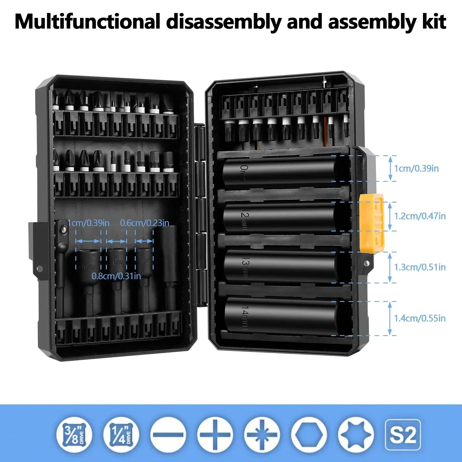 Nut Socket Impact 33pcs Impact And Screwdriver Kit Set 3/8inch Multifunctional Bit Impact With Driver Bits Sturdy Set Adapter