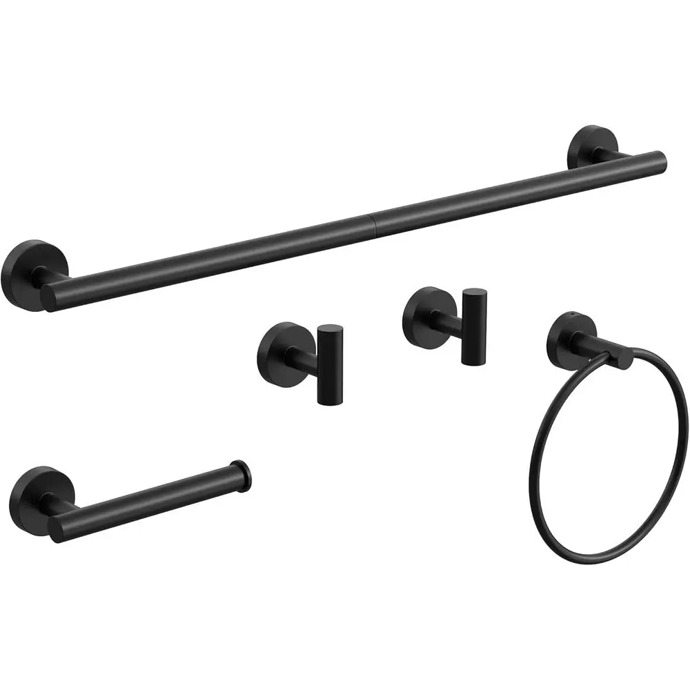 

Bathroom Hardware Accessories Set 5 Pieces SUS304 Stainless Steel Towel Rack and Toilet Paper Holder Set 26 Inch Towel Bar Set W