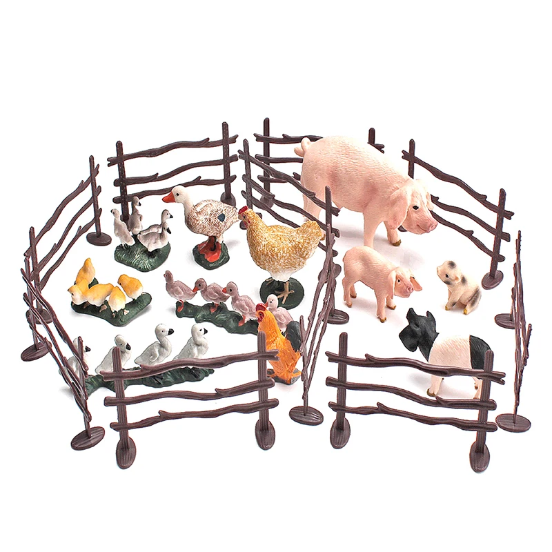 DIY Kids Toys Simulation Animals Farm Poultry Fence Models Pasture Zoo Figurines Captive Fence Wild Wolf Guardrail