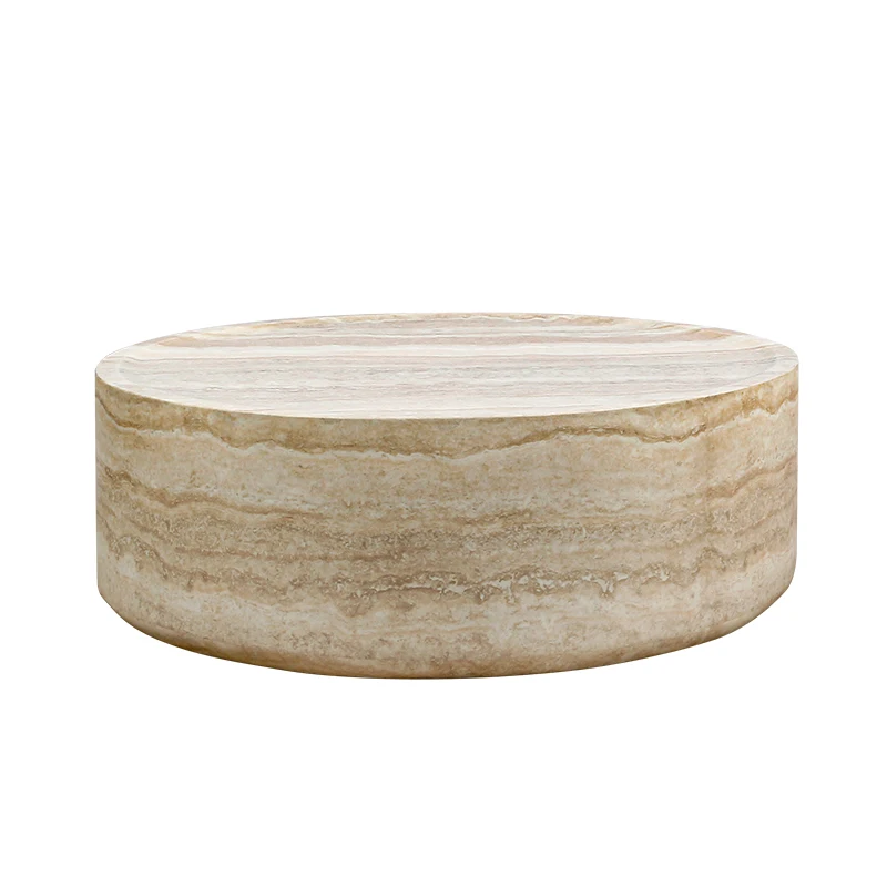 Wabi-sabi Table modern  center tea table  big round Travertine coffee table for living Room furniture