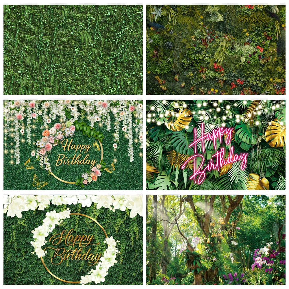 

Green Leaf Wall Background For Photography Natural Grass Plants Easter Spring Backdrop Wedding Birthday Decor Baby Photo Studio