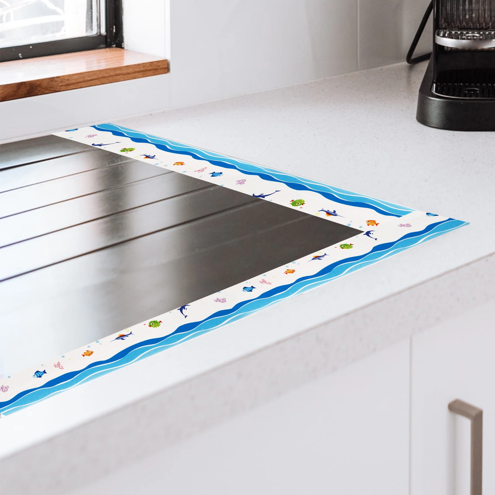 

PVC Sealing Tape Caulk Strip Self Adhesive Waterproof Kitchen Bathroom Cartoon Pattern Sealant Protector Easy Install Moisture