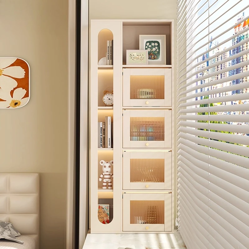 Cream wind bay window bookcase Window sill Locker Bookshelf Household side floor to ceiling Balcony Storage Cabinet