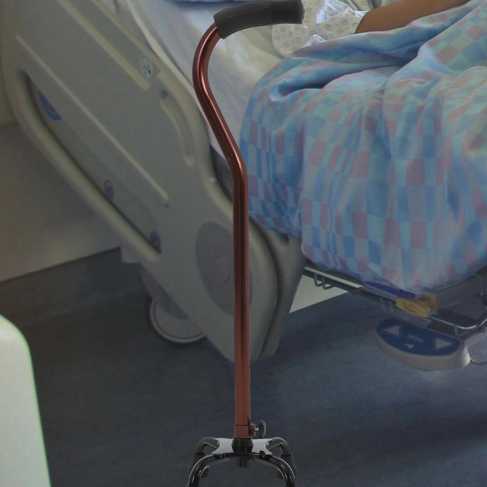 

Bronze Four-Leg Walking Cane Aluminum Alloy Non-Slip Rubber Feet Support Stick for Elderly Disabled Men Women Walking Cane