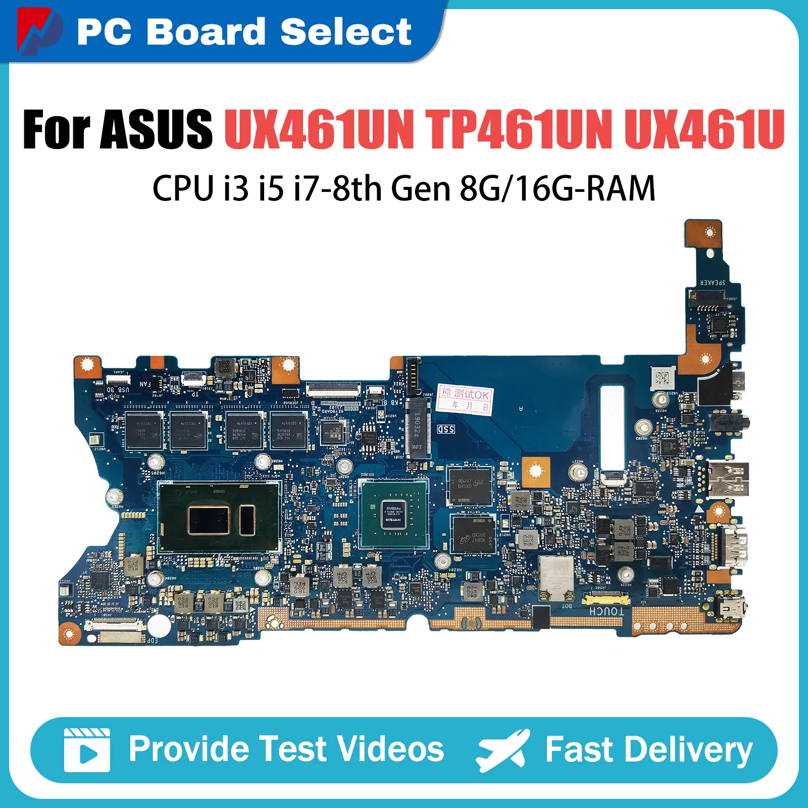 

UX461UN Notebook Mainboard UX461U TP461U TP461UN TP461UA Laptop Motherboard CPU i3 i5 i7-8th Gen 8G 16G-RAM V2G