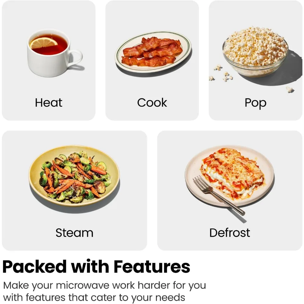 Countertop Microwave Oven 0.9 Cu. Ft. Digital Stainless Steel Microwave 900 Watt with 6 Presets, Eco Mode, Mute Option