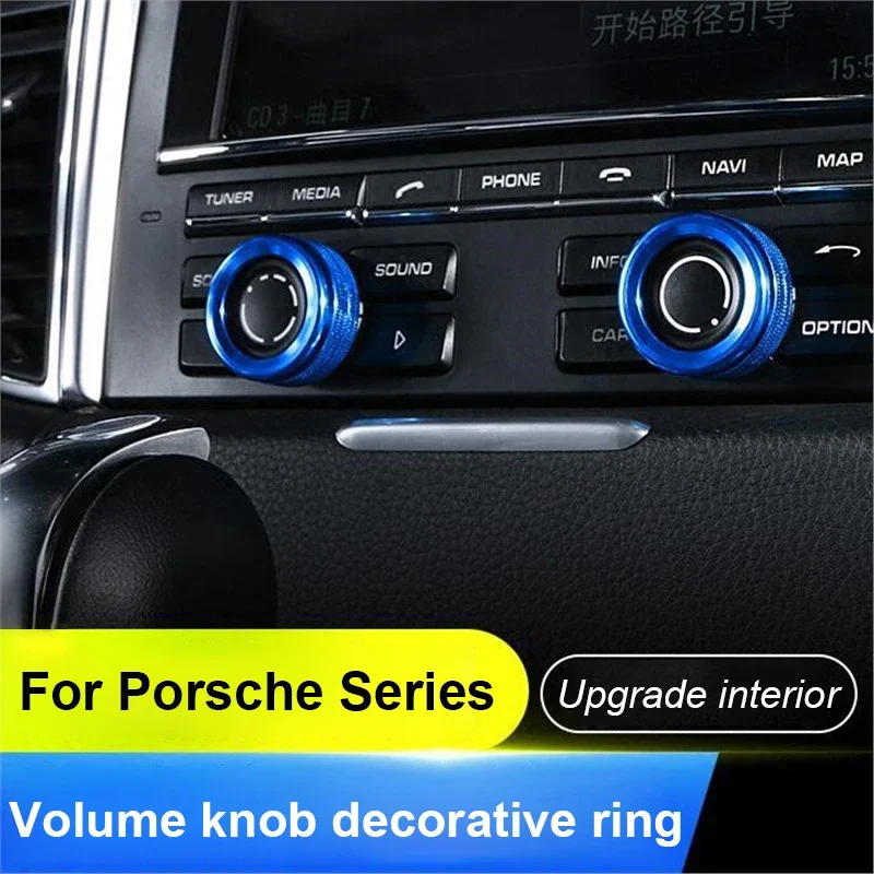 

2PCS For Porsche Cayenne 911 718 Panamera Macan Boxster Cayman 2008-2017 Volume Radio Knob Covers Volume Knob Decorative Ring