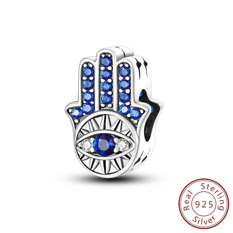 925 Sterling Silber blaue Augen und Palme Charms Kreuzigung Perlen Frauen Freundinnen Schmuck Geschenk – Detail 16