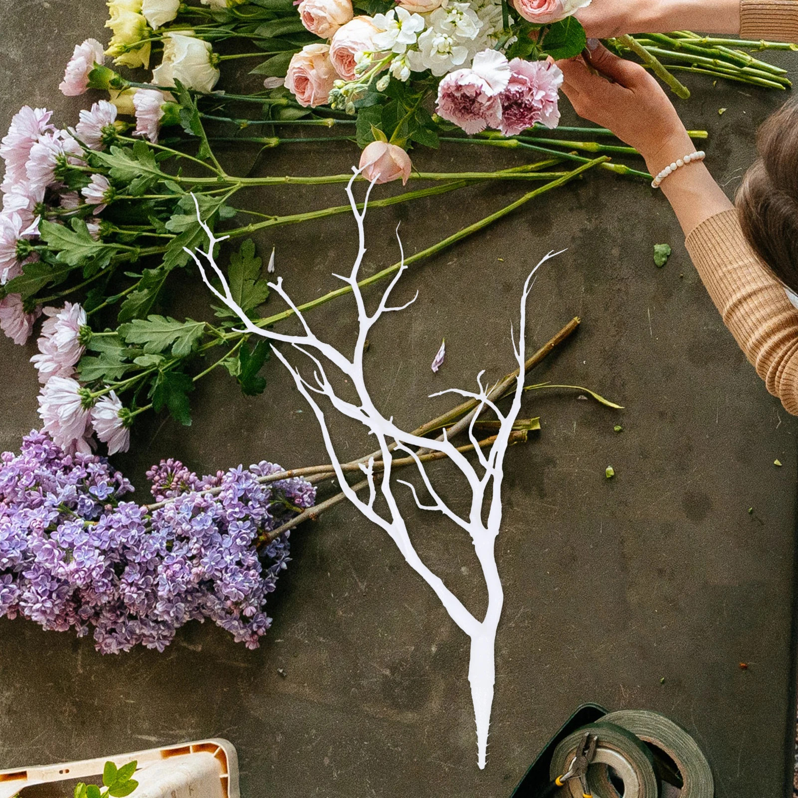 

4pcs Artificial Coral Branches White Dried Twig Decor DIY Antler Shaped Tree Branches Simulation Flower Arrangement Flexible