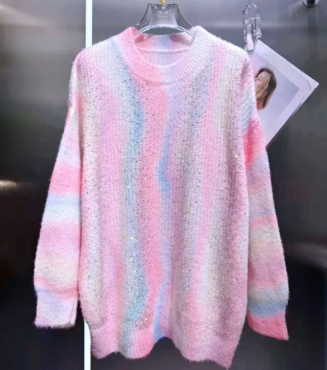 

Сверкающие блестки, свитер с горячим бурением для женщин, осень/зима, новая вязаная верхняя одежда, свитера, трикотаж, пуловеры, женская одежда