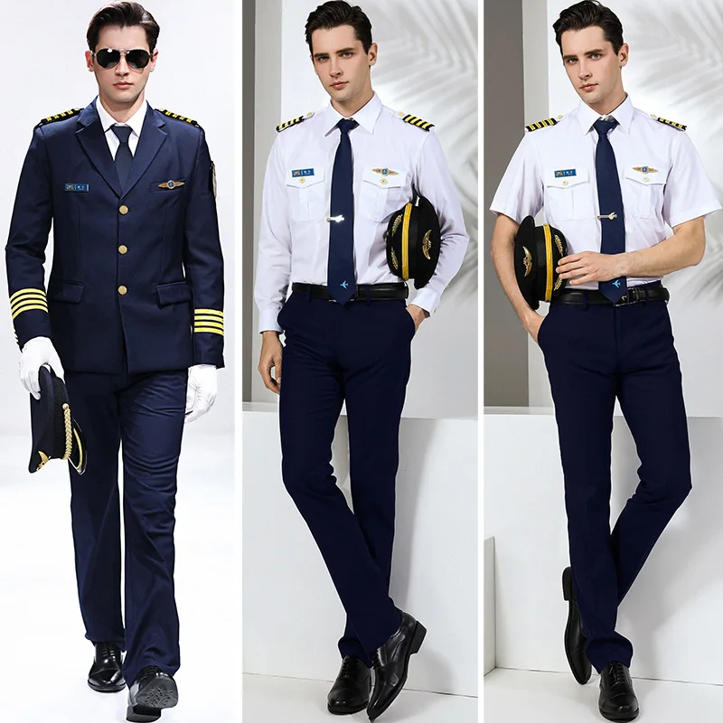 Pilot Airline Uniform Property Workwear Air Captain Uniforme Professional Suits Flight Attendant Men Aviation Uniforms Air Host