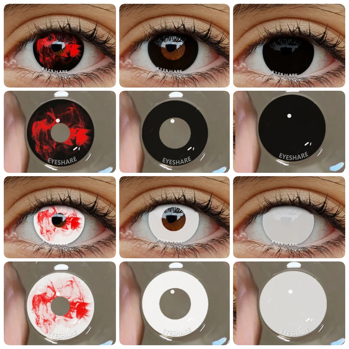 Lentes de contacto de Color EYESHARE para Halloween Little Devil, accesorios de Anime para ojos, lentes blancas para Cosplay, lentes negros para alumnos