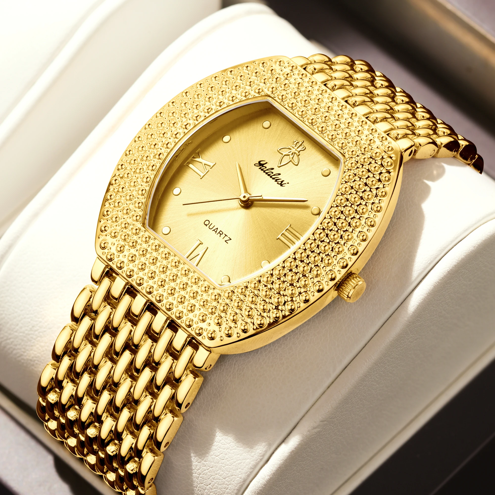 Yalalusi Merk 2024 Populaire Nieuwe Dameshorloge Gouden Luxe Luxe Geschenkdoos Horloge Verwijderaar Cadeau Ion Gold Plating