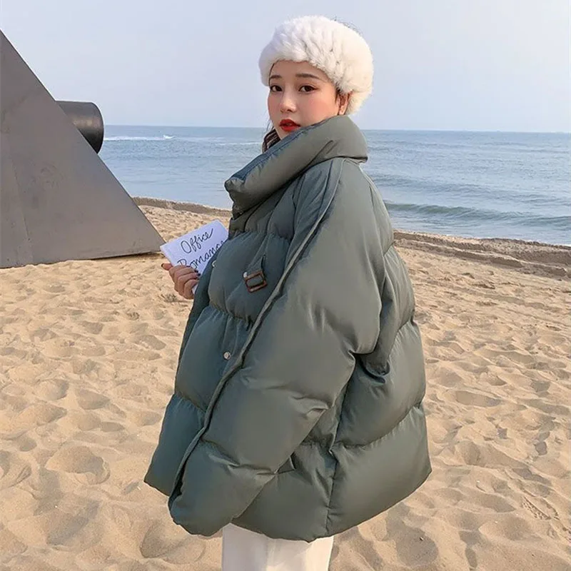 2025 nueva versión coreana estudiante chica moda abrigo corto de algodón suelto Otoño Invierno abrigo de algodón Parka corto abrigo