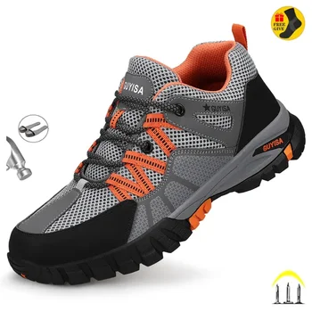 New 2023 Work Sneakers Steel Toe Shoes Men Safety Shoes Puncture Proof Work Shoes Boots Fashion Indestructible Shoes Safety