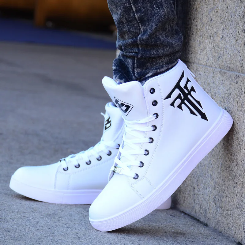 New Fashion High Top Sneakers Man White Sneaker Flat Comfortable Shoes Male Autumn Spring Popular Vulcanize Shoes Big Size 39-48