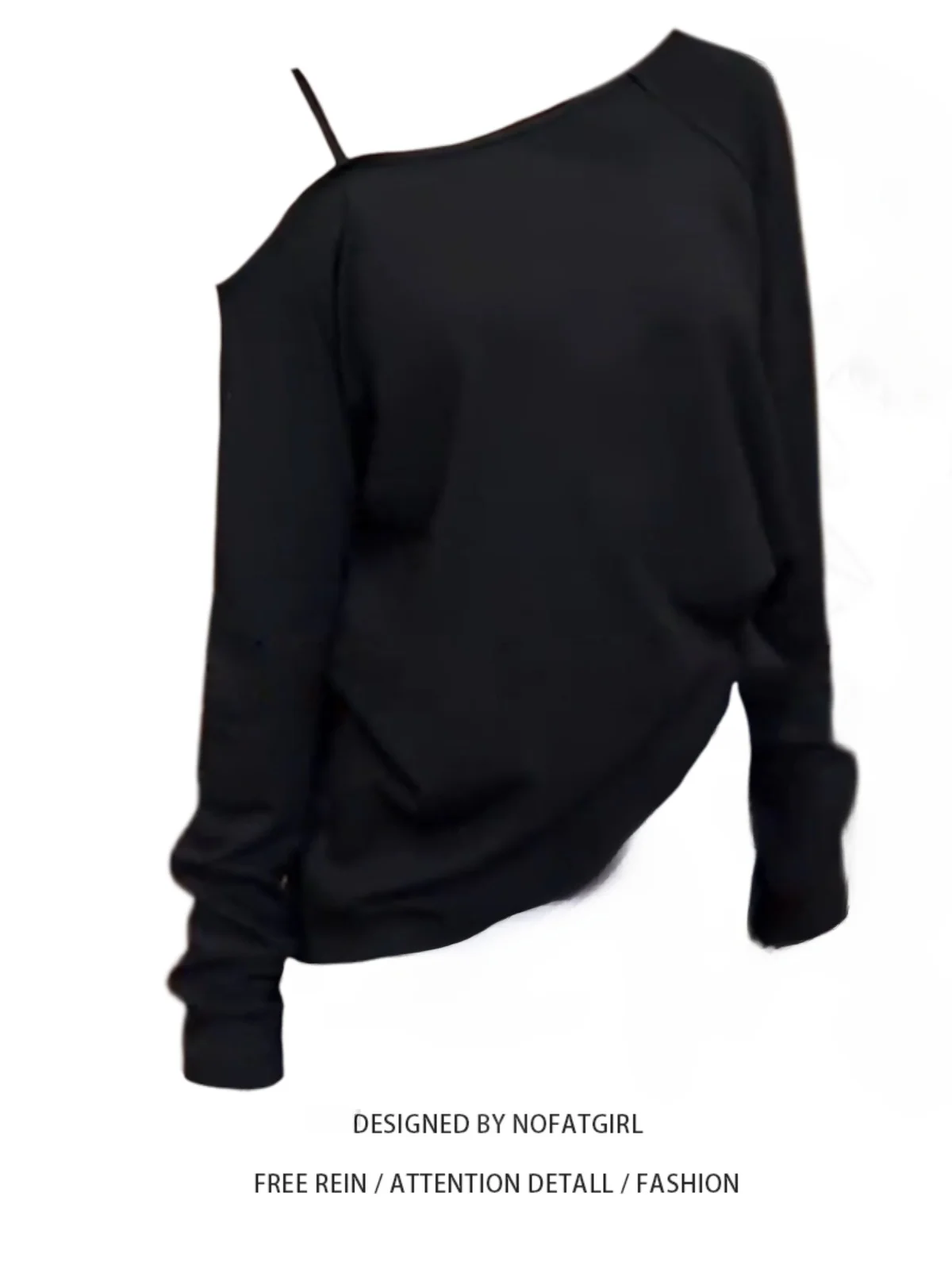 

Женская свободная футболка больших размеров с длинным рукавом и открытыми плечами, модная повседневная осенняя модель в корейском стиле, прямого кроя