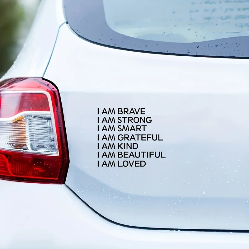Positive Affirmation I Am Brave Strong Smart Sticker Car Mirror Vinyl Decal Inspirational Auto Decor