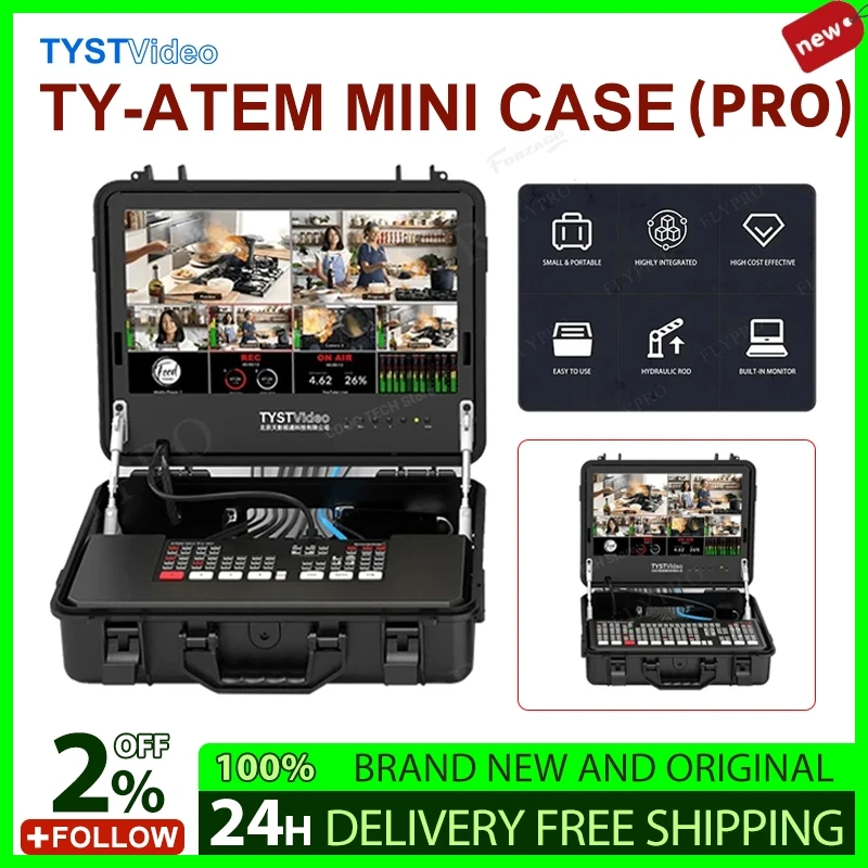 TYST VIDEO TY-ATEM MINI CASE or TY-ATEM MINI CASE PRO Portable Case Build-in Monitor for Blackmagic Design ATEM Switcher