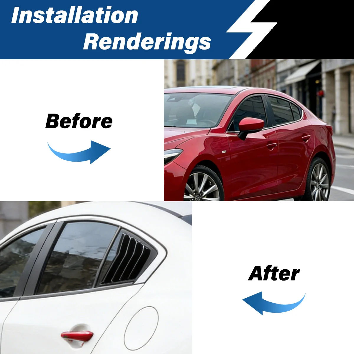 For Mazda 3 Axela BP 2020 2021 2022 Aggressive Style Rear Window Louver Side Vent Shutter Triangle Window Body Aero Decor Kit