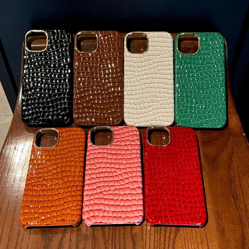 

Suitable for iPhone 15promax Phone Case 14plus Crocodile Pattern 13pro Electroplating 12 Half Pack 11 Anti Drop Protective Cover