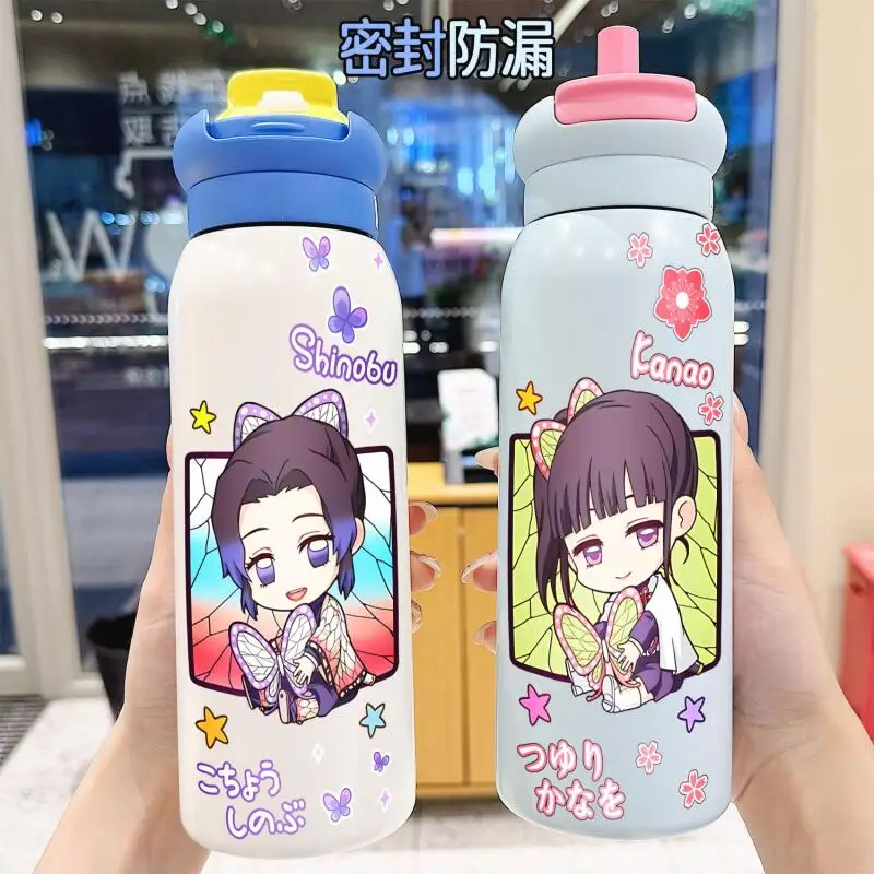 620ml-アニメウォーターカップ魔法瓶カップコールドカップストローカップ屋外ポータブル安全素材デーモンスレイヤー竈門禰豆子ホリデーギフト