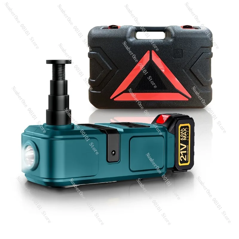 21V Electric Hydraulic Car Jack 5 Ton, 21V Lithium Battery Auto Lift Jack for Car SUV Tire Change, Emergency Kit with Inflator