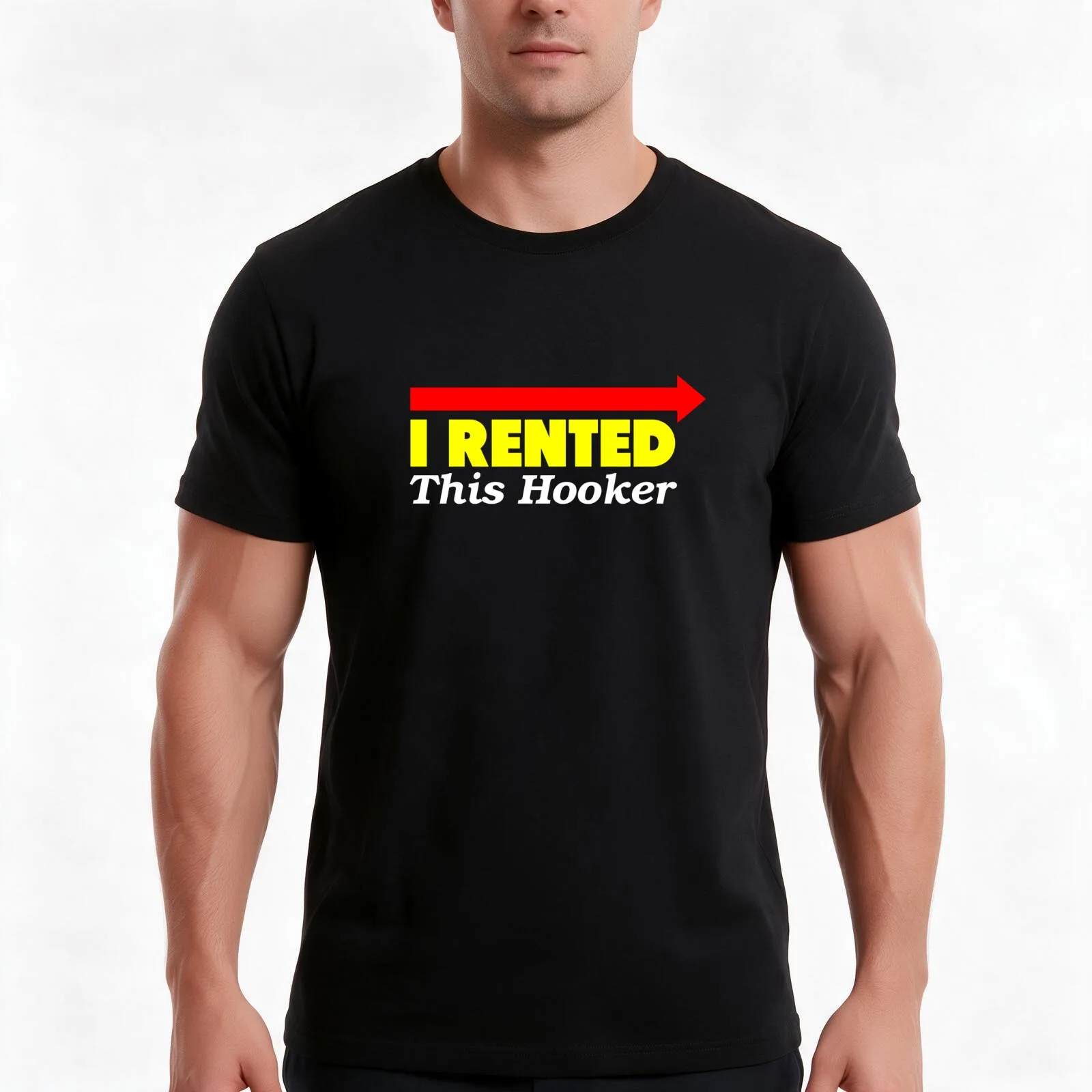 I Rented This Hooker T-Shirt, Summer Casual Cotton Tee, Oversized Streetwear Tops, Vintage Graphic Print, Loose Fit Short Sleeve
