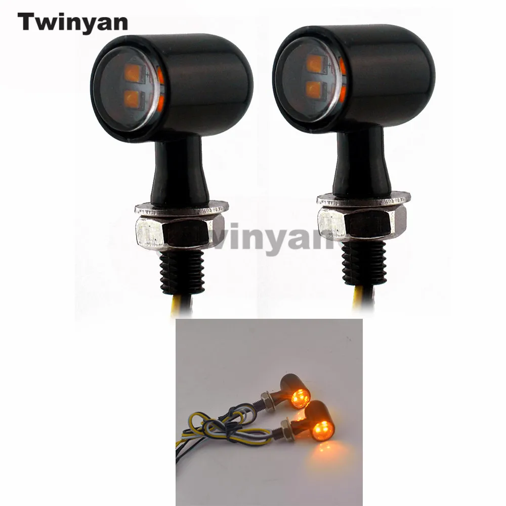 8mm Mini LED Motorcycle Turn Signal Indicator Blinker Amber White Red Flashing Light Flasher Universal For Cafe Racer Bobber 12V