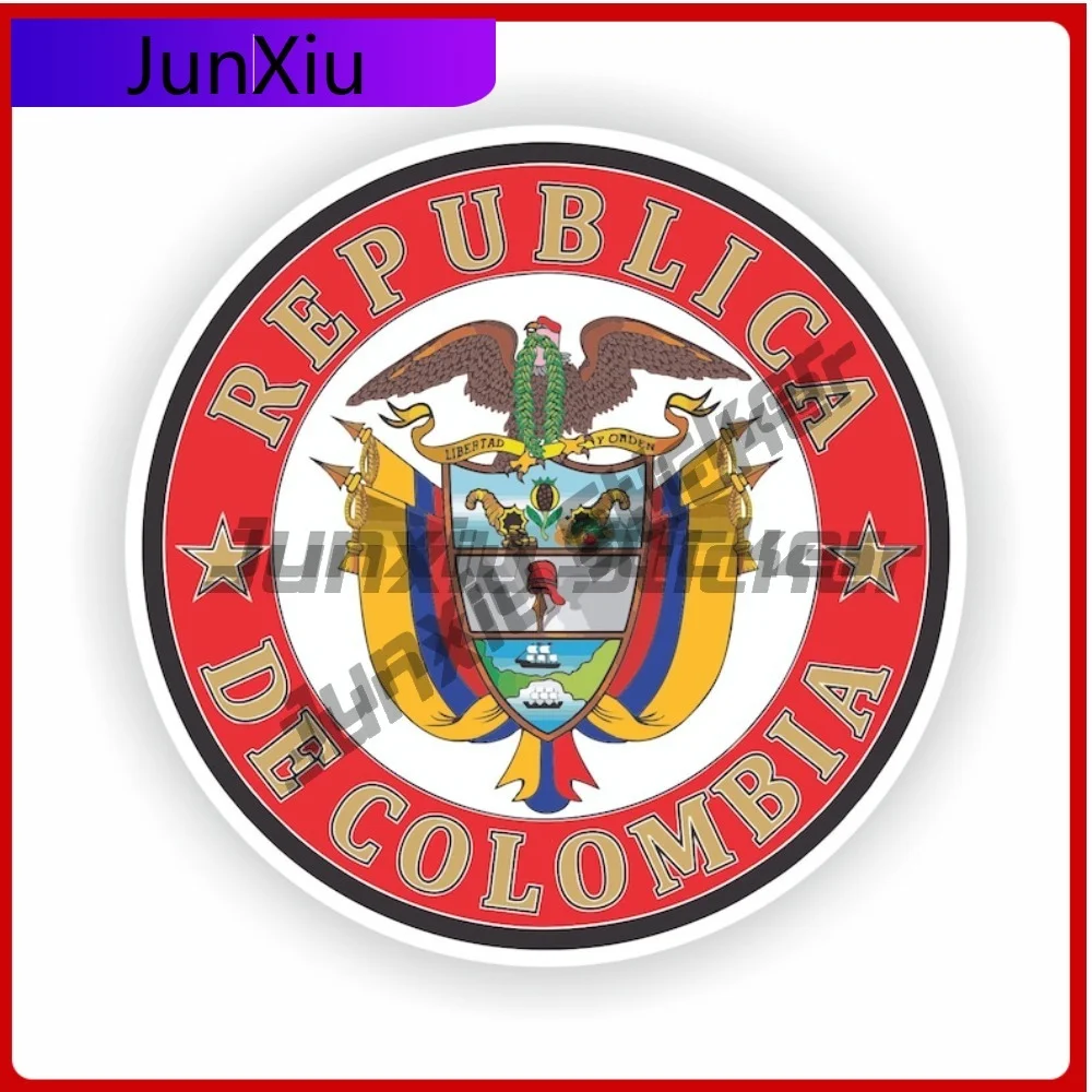 

Republica de Colombia Seal Sticker Round Flag Cool Vinyl Decal Waterproof Car Decor for Electric Scooter Yacht Exterior