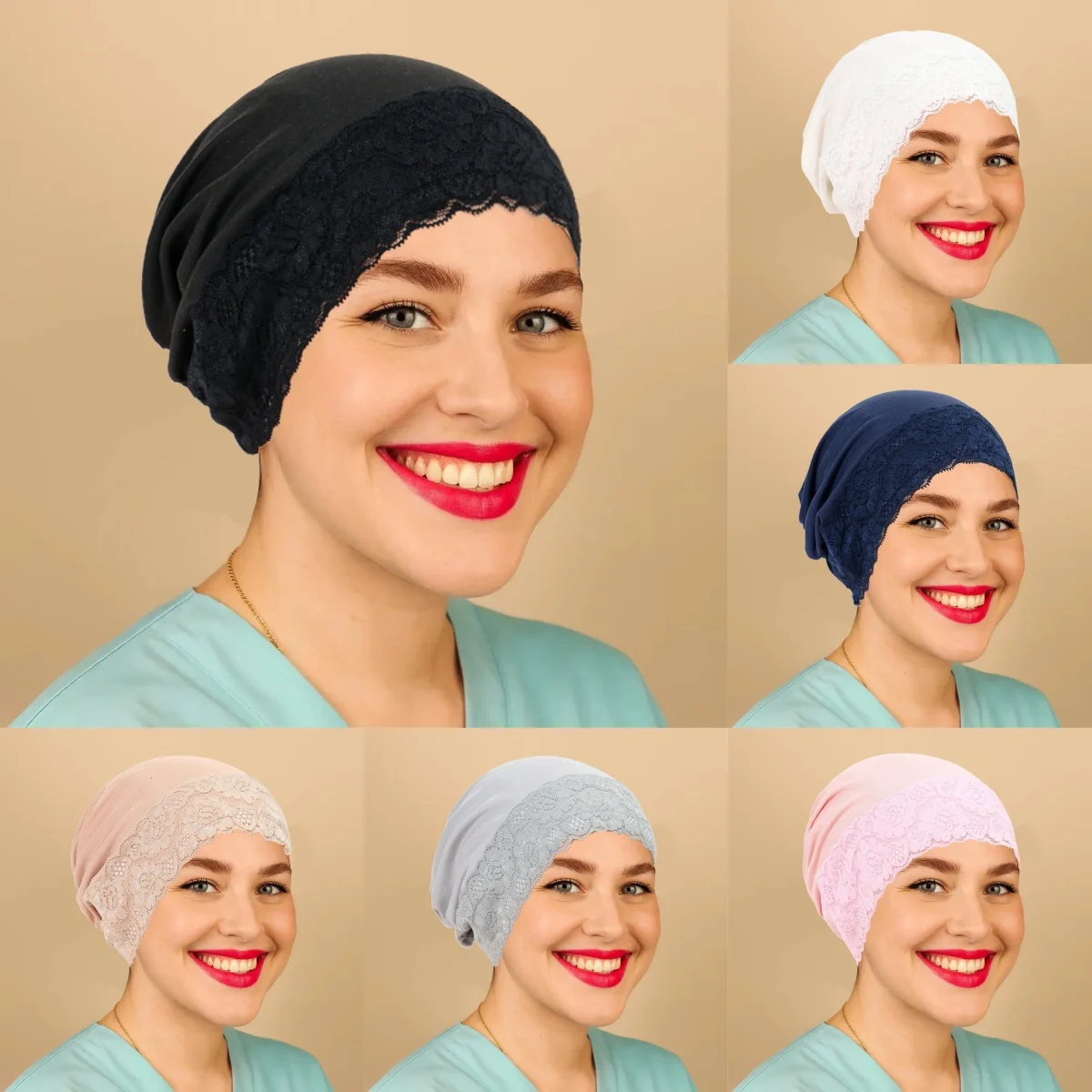 

Новинка 2025 года, однотонная кружевная шапка-тюрбан, мусульманская мода, мягкие эластичные женские хиджабы, женский платок на голову, шарф-хиджаб