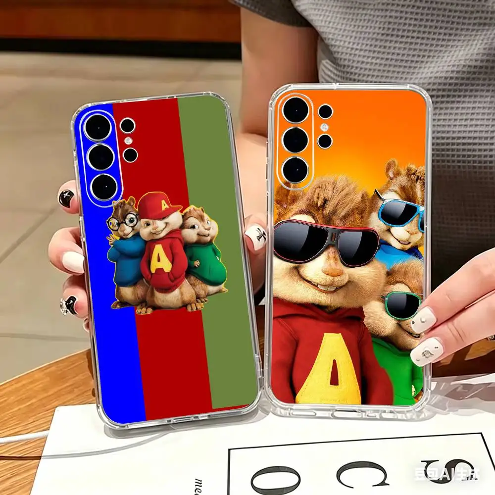 Funny- Chipmunks  Clear Hard Phone Case For Samsung S25,24,23,22,21,10,9,Ultra,Plus,Lite Transparent Cover