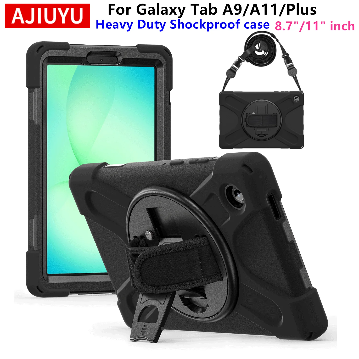 AJIUYU 360° Rotating Rugged Case For Samsung Galaxy Tab A11 Plus 11'' SM X230 X235 X236B Tab A11 A9 8.7 Plus 11 inch Stand Cover