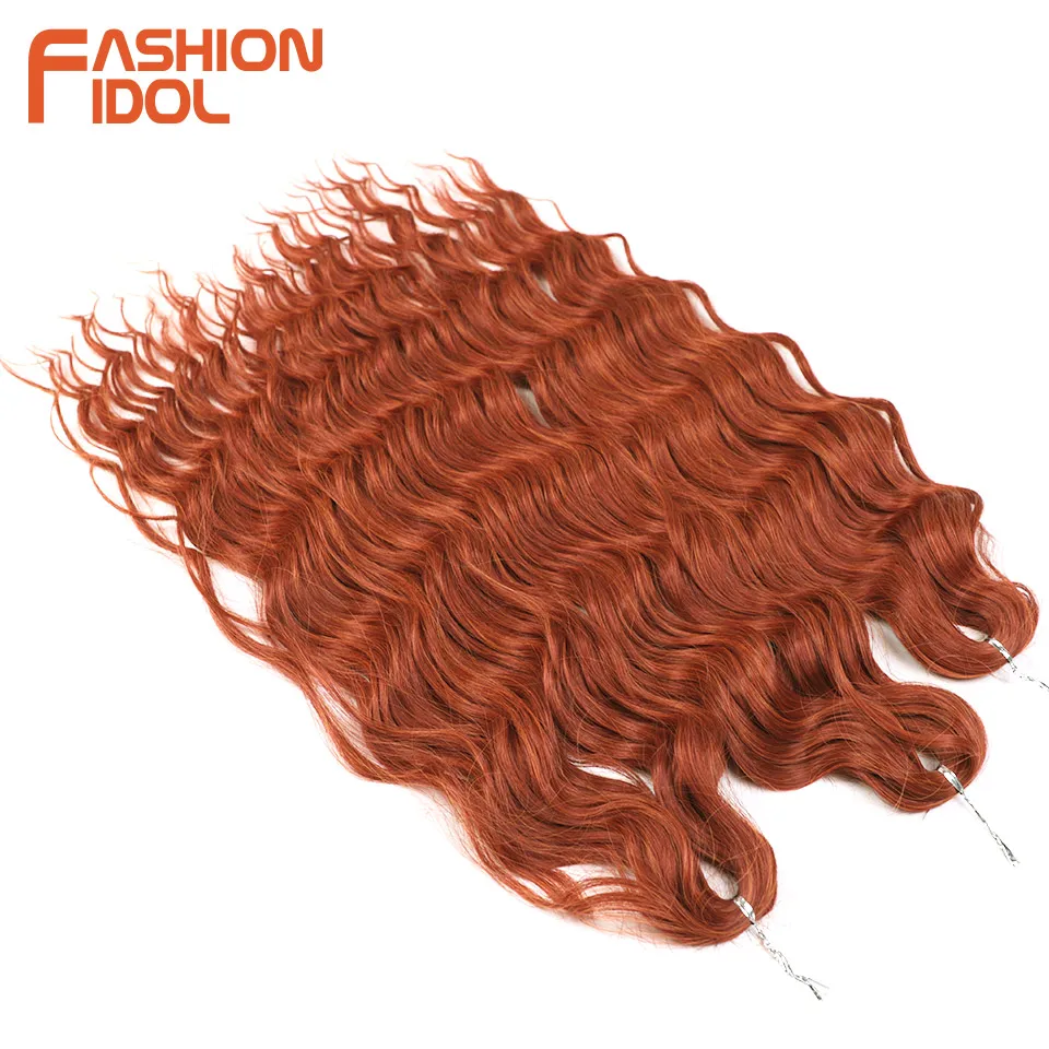 FASHION IDOL Oranje Twist Gehaakt Haar Synthetische Diepe Golf Vlechten Haarextensies 24 Inch Watergolfhaar Hittebestendige Vezel