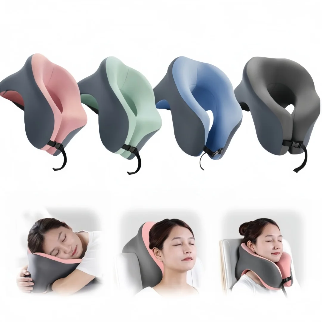 Ergonomisches U-förmiges Nackenkissen, Reisekissen aus Memory-Schaum, atmungsaktiv, abnehmbarer Bezug, Kopfstütze für Büro, Nickerchen, Auto, Flugzeug