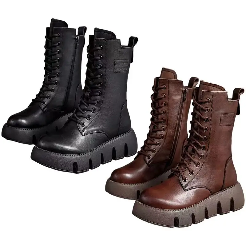 

Combat Boots For Women Women Boots With Side Zips Thickened Warm Plush And Soft Motorcycle Boot Gift For Girlfriend Mother Wife