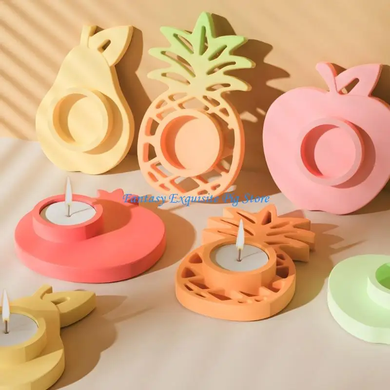 سهولة إطلاق القالب السيليكون لصياغة شموع الشمعة على شكل فاكهة على شكل شمعدان قاعدة الشمعدان قاعدة الصنع مجوهر