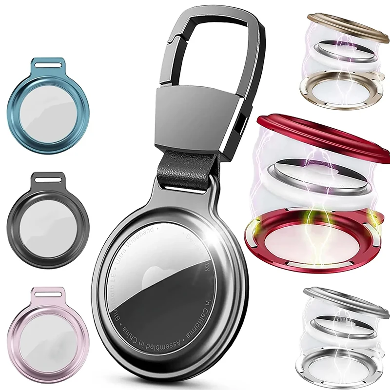 

Magnetic Adsorption Cover For Apple Airtag Locator Protective Sleeve Shell For Air Tags Locator Keychain Protector Metal Case