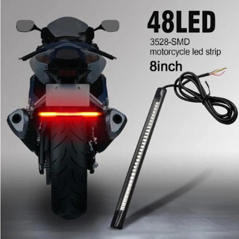 

1PCS Motorcycle light strip license plate light 48smd brake and turn signal assist light dual color red and yellow