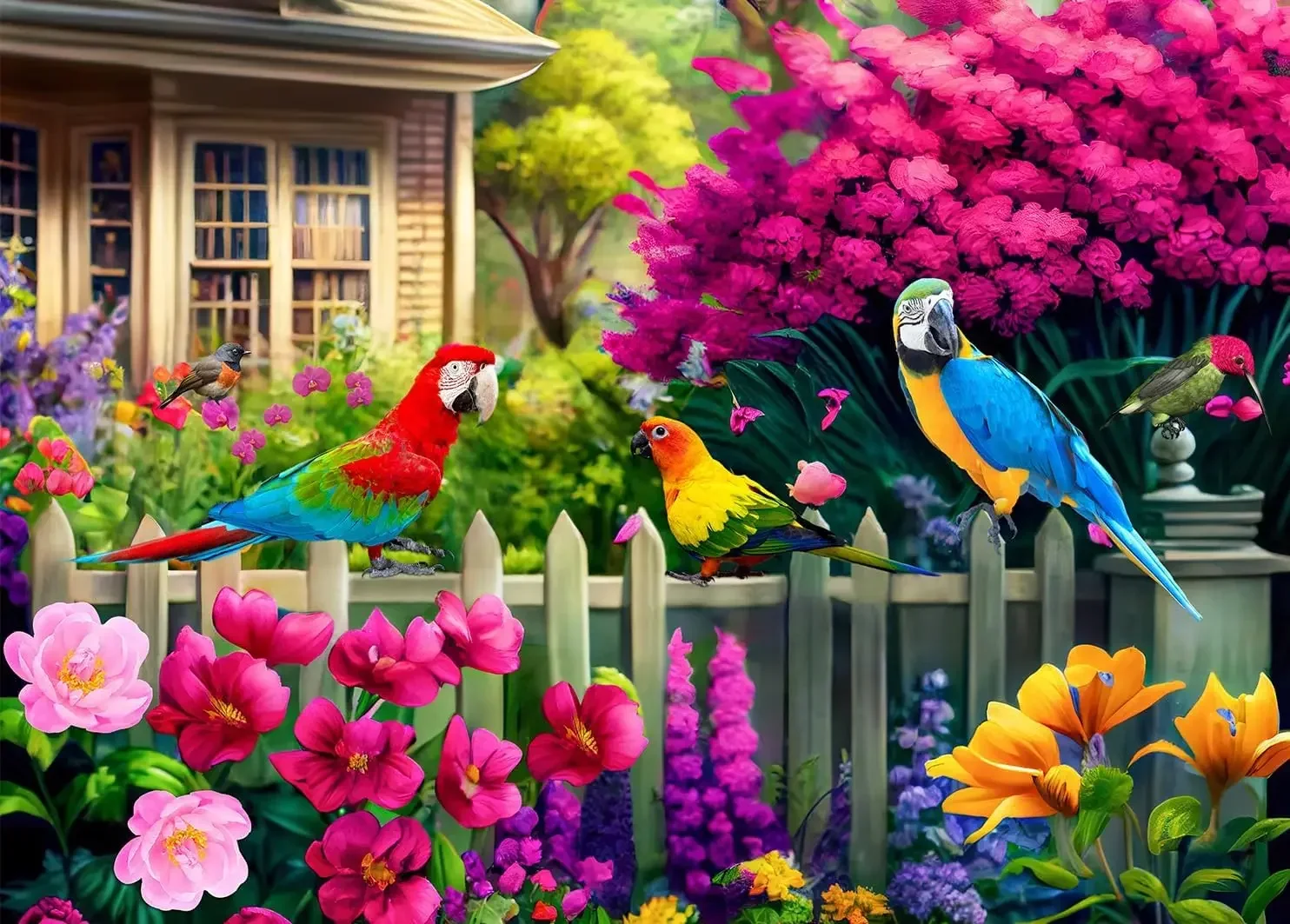 

300/500/1000 Pcs Wooden Puzzle Set Flower & Bird Jigsaw Puzzles Art Concentration Booster Activity Anniversary Gift for Couples