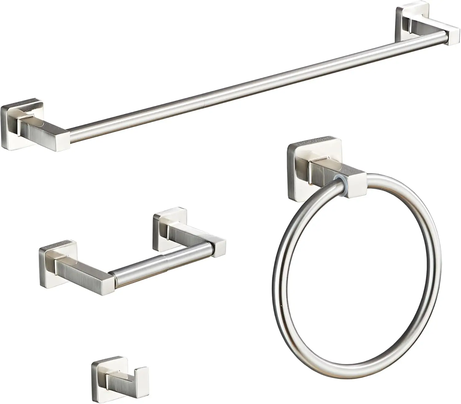 

Brushed Nickel Bathroom Hardware Set 4 Pieces,Bathroom Accessories Set Stainless Steel Wall Mounted, Hand Towel Bar, Towel Ring,