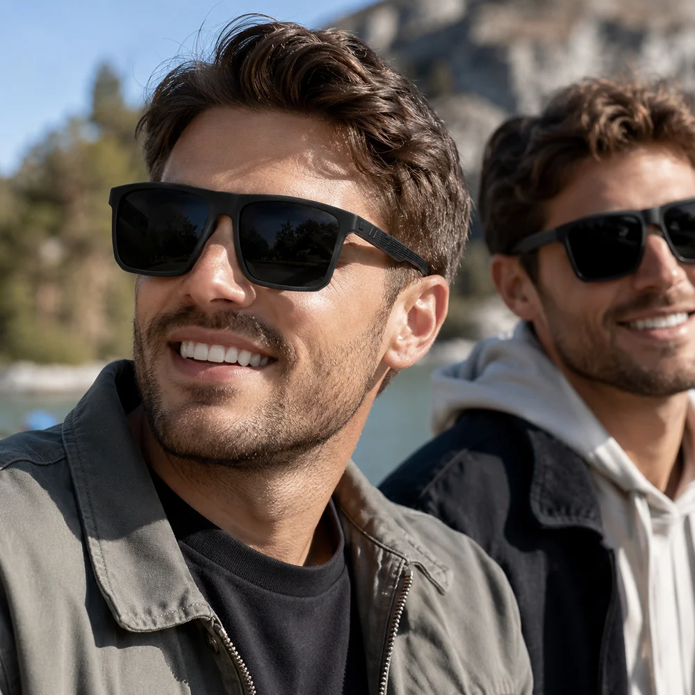 Polarized Square Sunglasses Unisex  Non-Slip Granular Temple Men Fashion Driving Outdoor Sports Sun Glasses