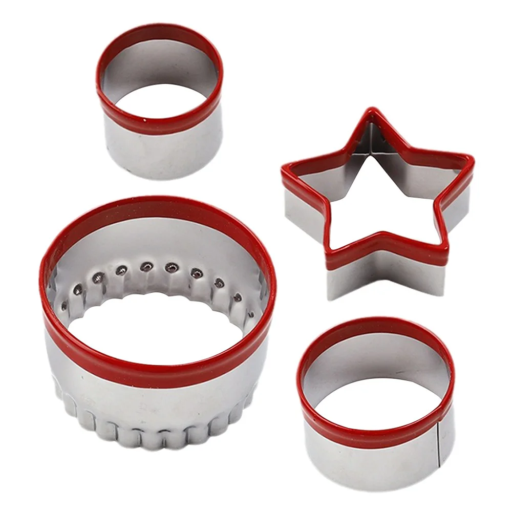 

4Pcs Cookie Cutter Stainless Steel Plastic Lightweight Biscuit Sandwich Cake Baking Mold Tool Baking Metal Rings