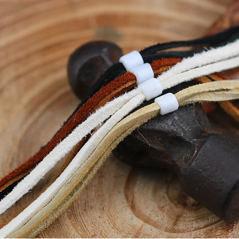 

HorizonBlue Four-Sided Deer Hide Rope Real Leather Nelace Lanyard Tamed Reindeer Fur Cord for DIY Jewelry Accories