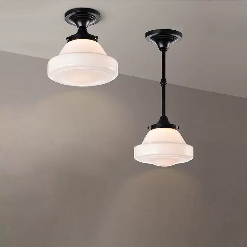 

Schoolhouse Pendant Lamps Vintage Mid Century Lamp for Bedroom Kitchen Study Room Milky White Glass Light Indoor Loft Lamp