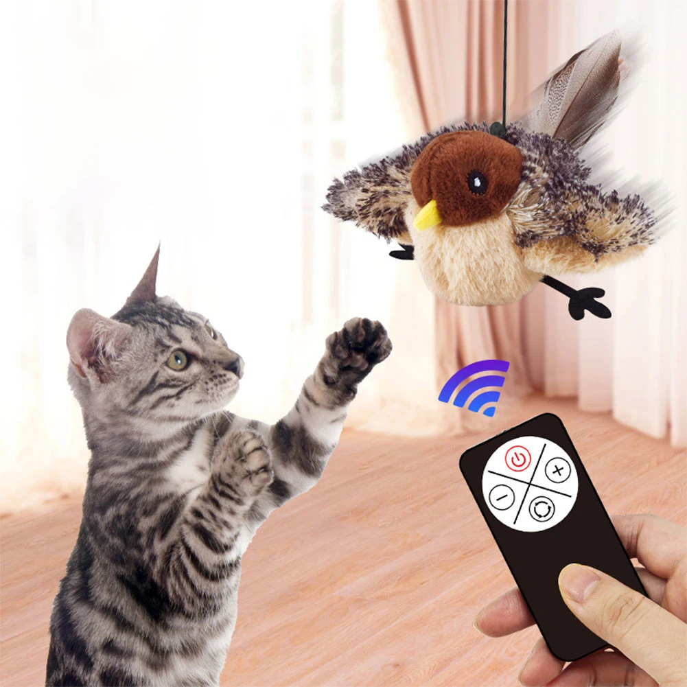 

Interactive Cat Toys Kitten Chirping Bird Toys Plush Cats Pets Teasing Toys Electric Squeaky Simulation Bird for Indoor Cats