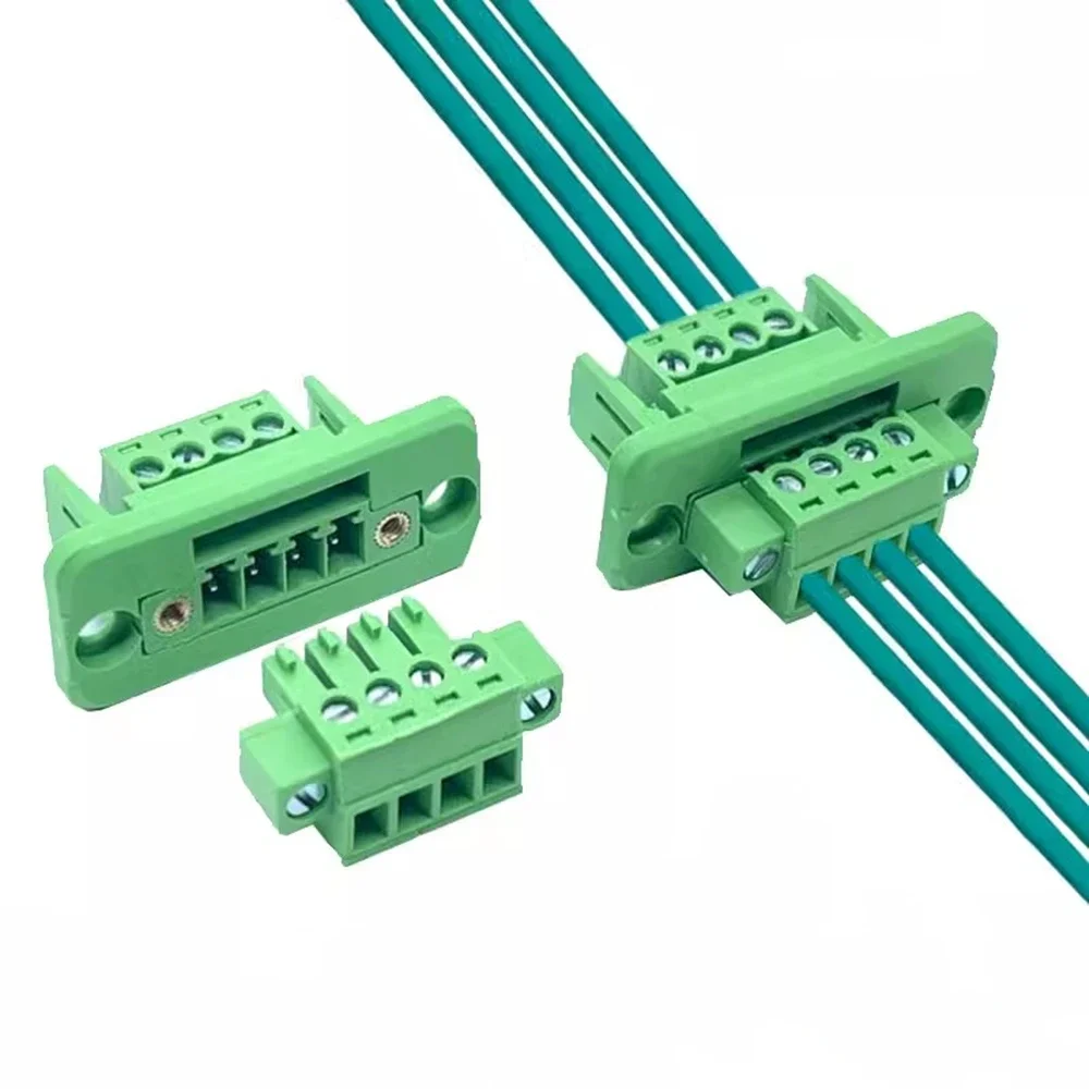 1sets 3.81mm Terminal Block Through-wall Welding-free Plug-in Type 2P/3P/4P/5P/6P/8P/10P/12P/16P 3.81mm with Flange Fixed Panel